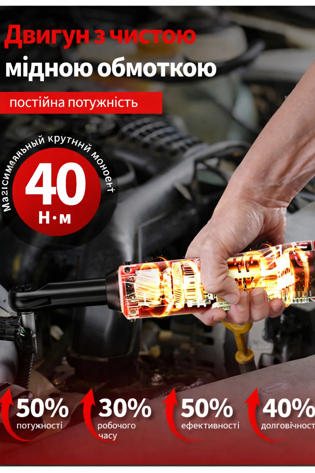 Двигун з мідною обмоткою